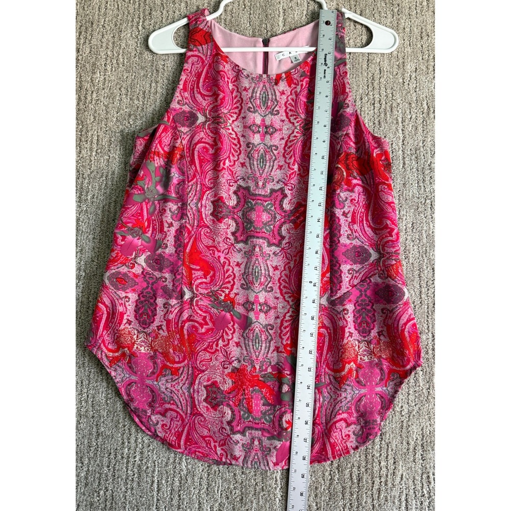 Cabi Pink Paisley Sleeveless Blouse High Neck Back Zip Top Style 127 Size S